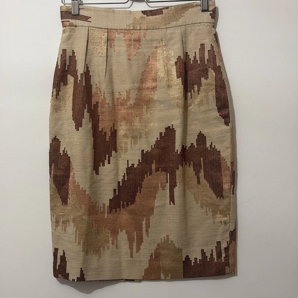 Anthropologie Tracy Reese Ikat Embroidered Pencil Skirt Size 8